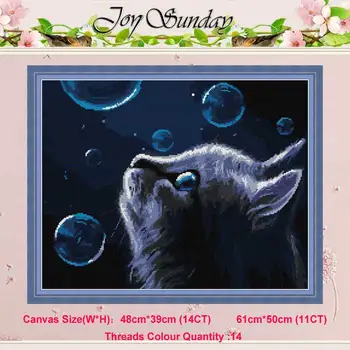 

Night cat animals counted 11CT 14CT Cross Stitch Sets DIY wholesale Chinese Cross-stitch Kits Embroidery Needlework home decor