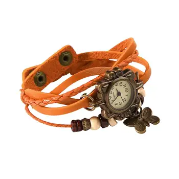 

Women Retro Leather Brand Watch Bracelet Butterfly Decoration Quartz WristWatch Bracelet reloj mujer zegarek damski dropshipping