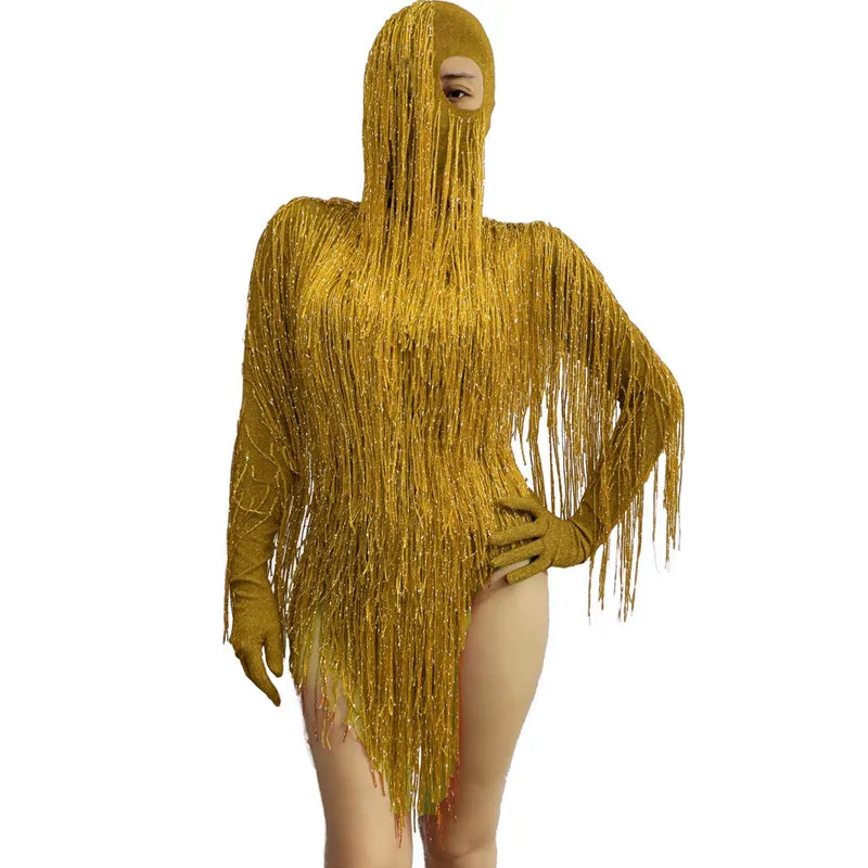 

Red Full Fringe Long Gloves Bodysuit Headdress Birthday Outfits for Women Sexy Club Dress Stage Wear Dance Performance Costume