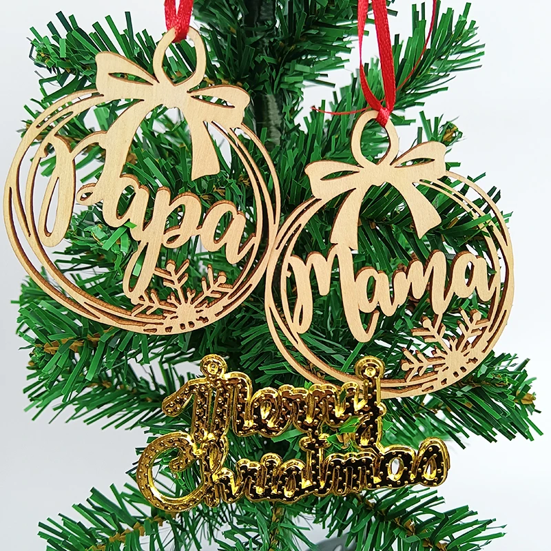 CHRISTMAS Custom Snowflake Wood Baubles Personalized Ornament