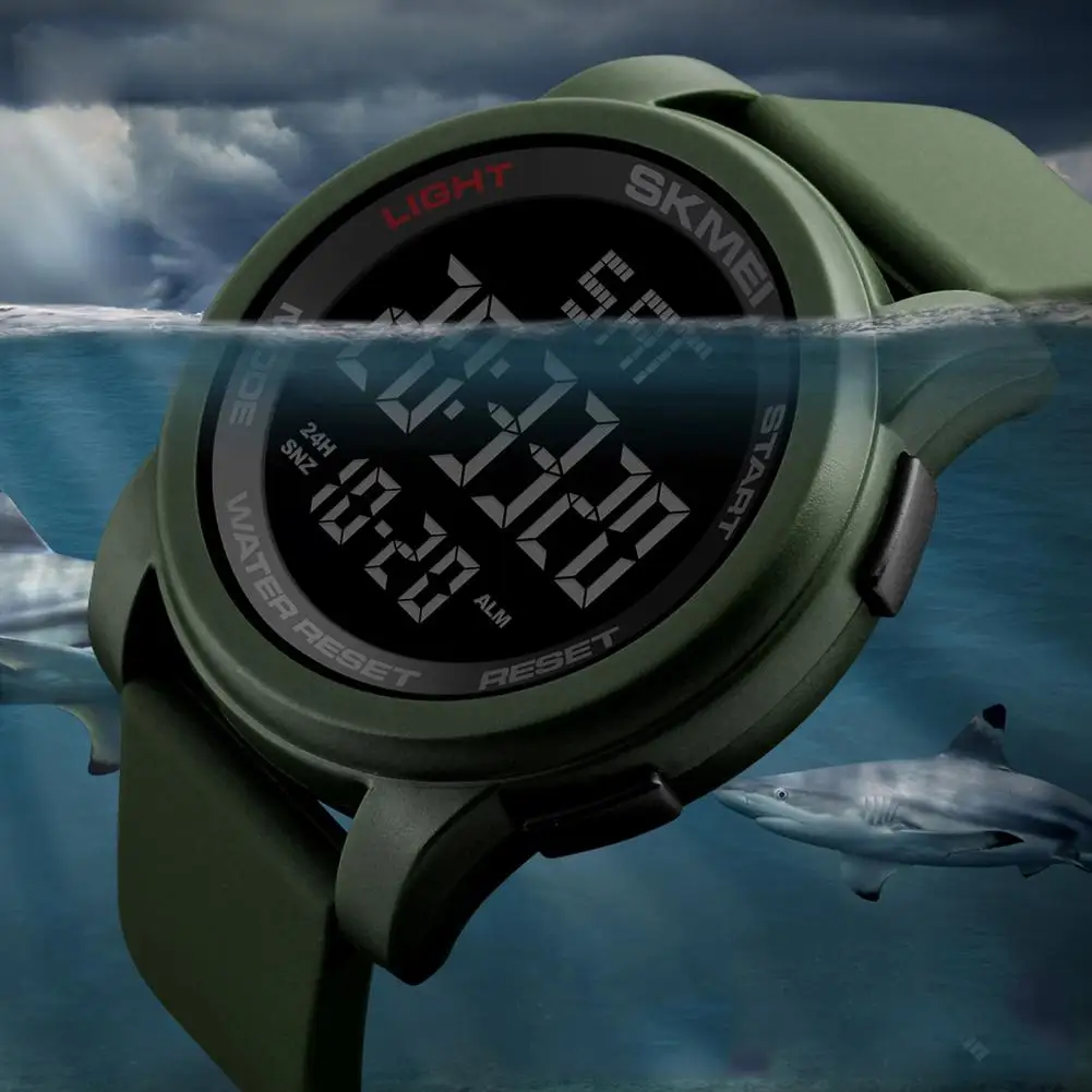 

SKMEI 1257 Men Round Dial Waterproof Luminous Stopwatch Alarm Clock Sports Digital Watch