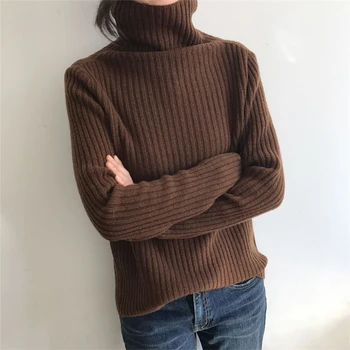 

Korean Long Sleeve Wool Sweater Female Turtleneck Thick Warm Women Sweaters And Pullovers 2019 Winter Autumn Knitted Pullovers