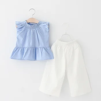 

Kids Clothes Summer Toddler Girls Clothes Sets Ruffle Tops+Wide Leg Pants Tracksuit Suit For Baby Girls Outfit Children Clothes