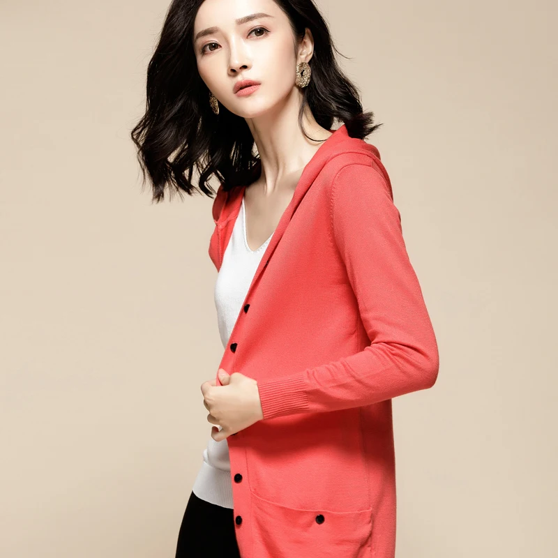 Knitwear Women's Cardigan Hooded Knitted Sweater Women Long Korean Cardigans Plus Size Coat Clothes 1688 KJ2756 |