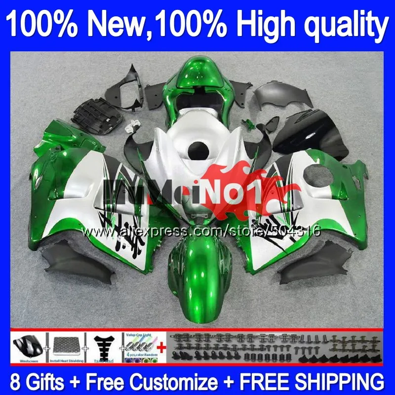 GSXR-1300 для SUZUKI Hayabusa GSXR 1300 28MC. 66 GSXR1300 2002 2003 2004 2005 2006 2007 96 02 03 04 05 06 07 серебристо-зеленый обтекатель