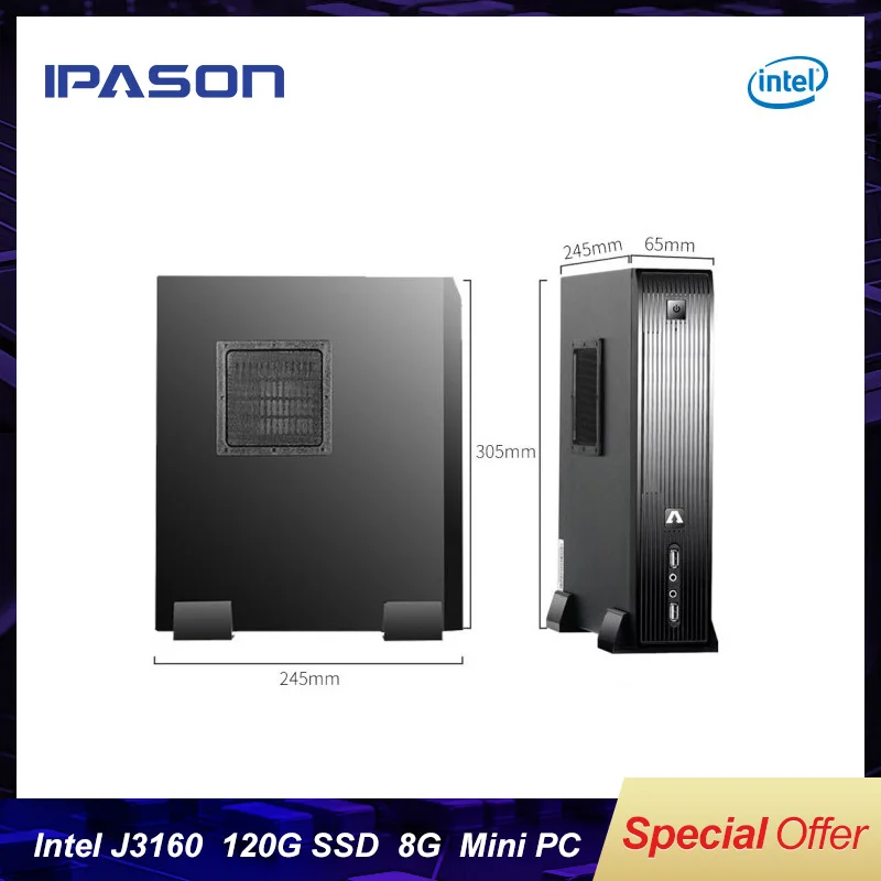 Мини компьютер IPASON настольный коммерческий четырехъядерный процессор J3160 8 Гб