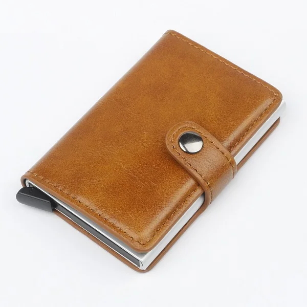 KB-009 brown Rfid Wallet Credit Card Holder Sticker Business Card Pocket Cash Card Holder Passes Holder Metal Cardholder Protection - Цвет: KB-009 brown