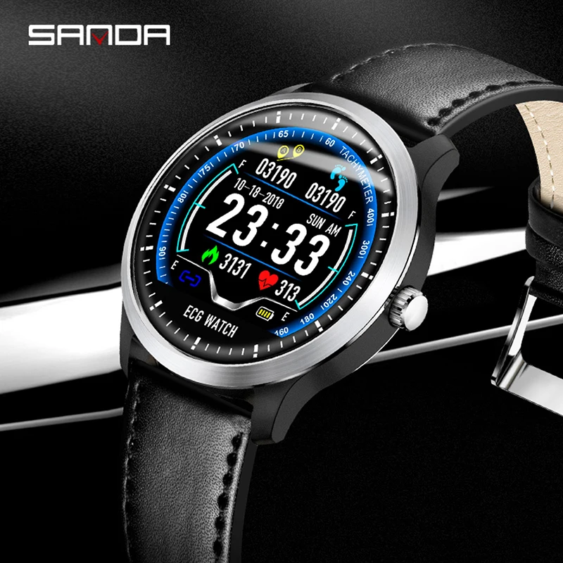 Billig SANDA 2019 Neue EKG + PPG Smart Uhr Männer IP67 Wasserdichte Sport Uhr Herz Rate Monitor Blutdruck Smartwatch für männer Uhr