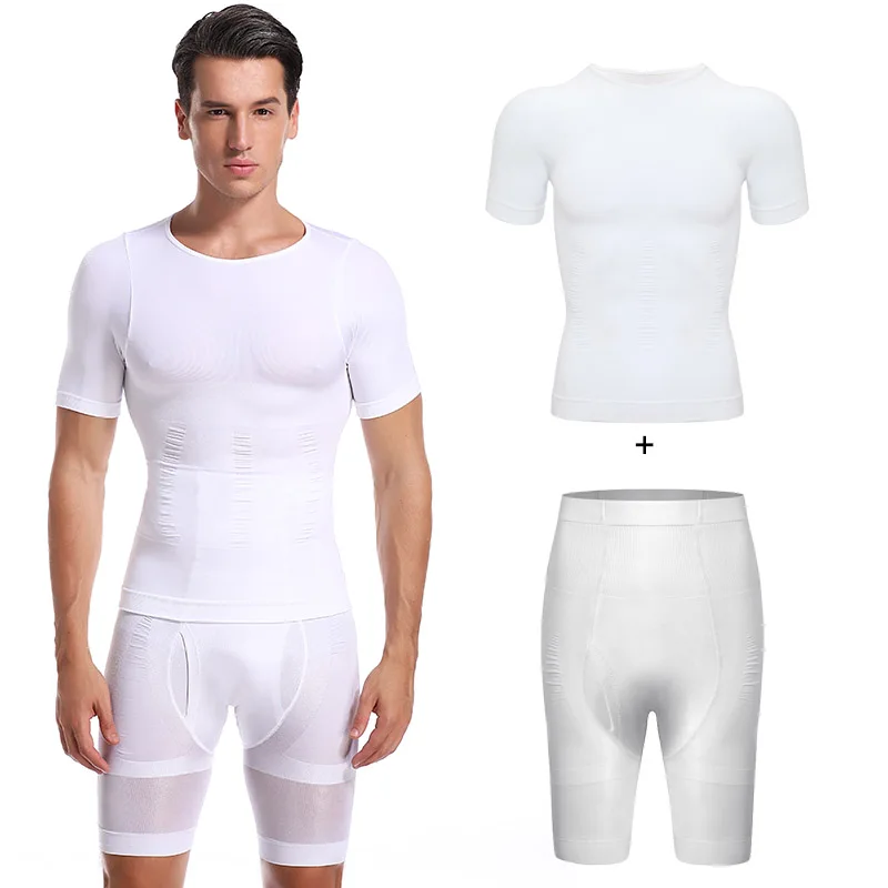 SHIRTS SHORTS Мужские Компрессионные шорты для коррекции фигуры, Утягивающие шорты, Корректирующее белье для похудения, моделирующий пояс, трусы-боксеры, нижнее белье - Цвет: SHIRTS SHORTS