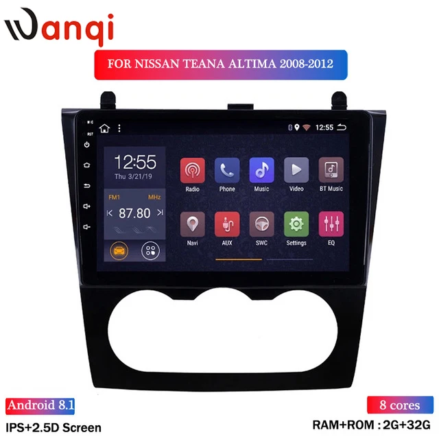 Wan qi 2G ram 32G rom Android 8,1 9 дюймов HD gps навигация радио для 2008-2012 Nissan Teana ALTIMA(MT) с wifi USB Bluetooth - Цвет: Eight cores