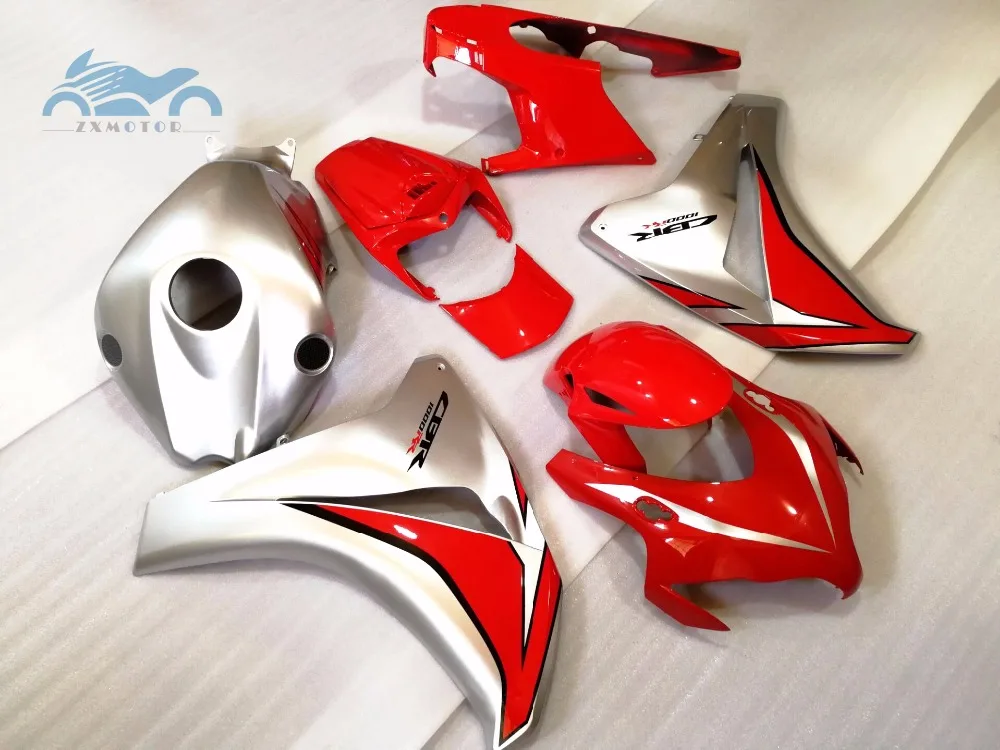 ABS пластик впрыска обтекателя комплект Подходит для Honda CBR1000RR 2008-2011 CBR 1000RR 08-11 Красный Серебряный послепродажный обтекатель наборы KQ17