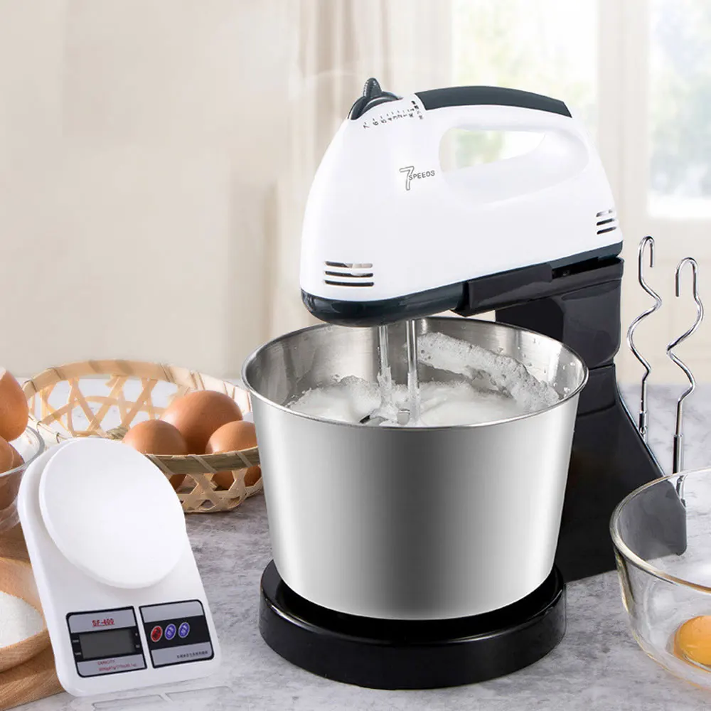 Food Mixer 7 Speeds Adjustable Dough Blender Egg Beater Cream Automatic Mixing Desktop Whisk for Home Electric 4