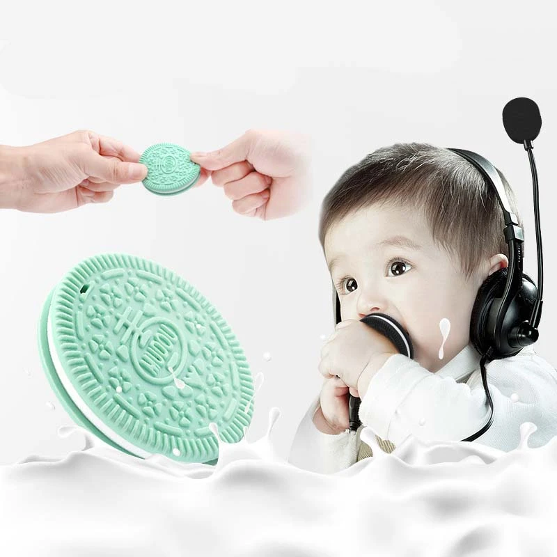 

1pc Silicone Teether Originality Biscuits Cartoon Pacifier Baby Teething Nursing Pacifier Oreo Silicone Teether