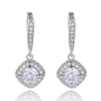 

KoreanHigh-end Atmospheric Princess Shaped Zircon Earrings Long Water Drop Crystal Jewelry Pendientes for Women Fashion