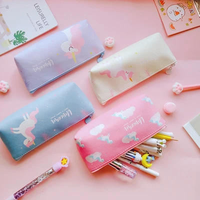 Party Propz Pink Pencil Case For Girls - Large Capacity  Pencil Pouches Designed Art Polyester Pencil Box 