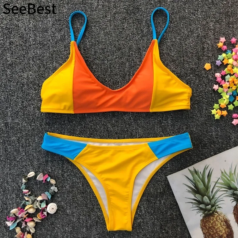 Сексуальные летние комплекты бикини SeeBest в стиле пэчворк женские купальные