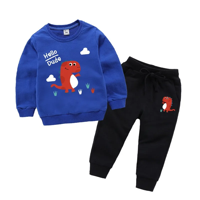 SAILEROAD/милая детская одежда с динозаврами для девочек, хлопковый свитер с длинными рукавами+ штаны, комплект одежды, спортивный костюм для мальчиков детская одежда - Цвет: same photo