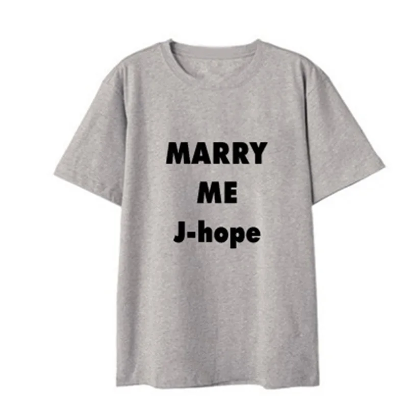 KPOP Bangtan/4 цвета, летняя футболка с короткими рукавами с принтом «MARRY ME JIN SUGA J-HOPE JUNG KOOK Rap Monster», LJJ423 - Цвет: J-HOPE Grey