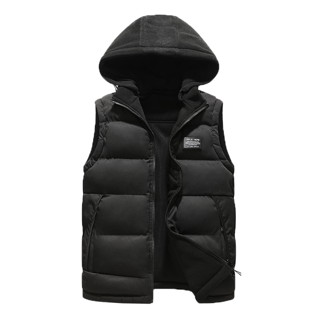 Men's Winter Vest Sleeveless Jackets Thick Warm Down Coats Outwear Slim Hooded Solid Vests Men Zipper Cotton Waistcoat 3XL
