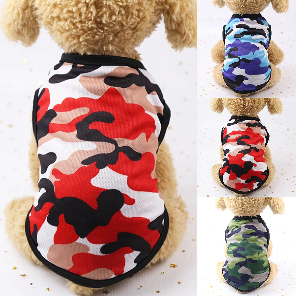 2020 Hot Cute spring summer Dog Clothes Printed Camouflage Mesh Vest For Small Medium Dogs Pet Puppy T Shirt Size XS-2XL | Дом и сад