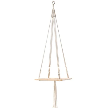 

BEAU-Macrame Shelf Plant Hanger Indoor Hanging Planter Basket Holder Home Decor Cotton Rope 45 Inch