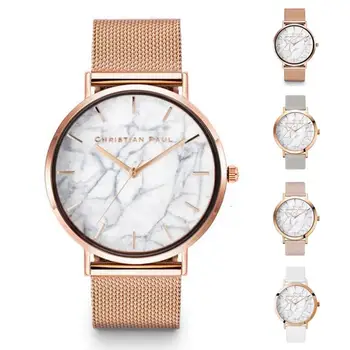 

Unisex Marble Print No Numbers Round Dial Quartz Faux Leather Party Wrist Watch Ladies Dress Watches Gift Luxury