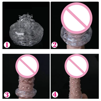 Men Thicken Condoms Reusable Penis Enlargement Extender Sleeve Sex Toys Delay Sex Products For Men Couples 6