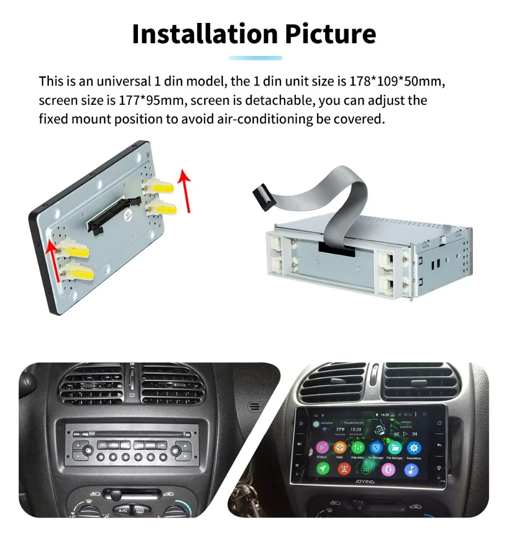Top JOYING 1 din android 8.1 car radio gps android radio with bluetooth head unit 6.2 inch screen 2GB RAM 8 CORE rear view camera 6