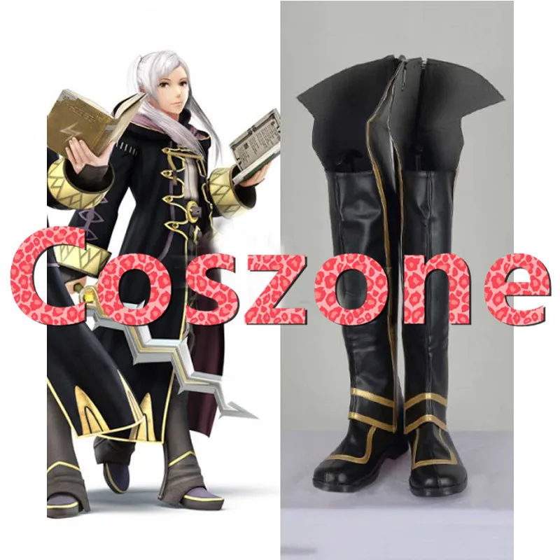 Fire Emblem Awakening Female Robin Black Cosplay Shoes Boots  (2)