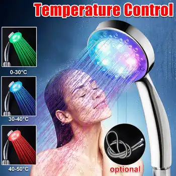 

3 Colors Changing LED Anion Spa Shower Head Temperature Control Bathroom High Pressure Water Saving Hand Shower head