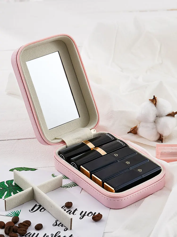 

Lipstick Easy to Carry Box Can Hold 5 Lipstick Boxes With Mirror