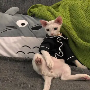 

Cat Clothes Pet Thin Cute Cat Pajamas Home Dress Sphinx Hairless Cat Clothes For Small Dog