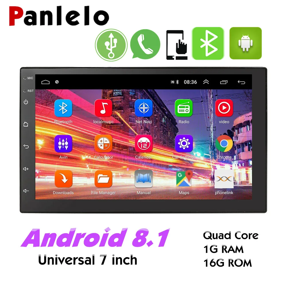 GPS навигатор Panlelo Android 8 1 7 дюймов 2 Din четырехъядерный процессор стерео с MP5 DVR