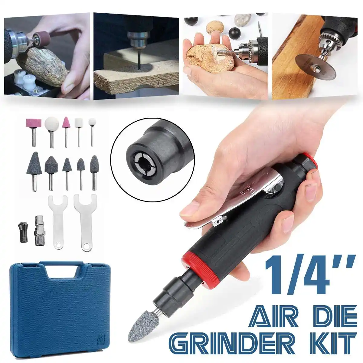 

1/4 Air Angle Die Grinder Pneumatic Grinding Machine Mini Poratble Tools Cut Off Polisher Mill Engraving Tools Set New