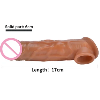 Male Dildos Condom Delay Ejaculation Reusable Penis Sleeve Male Enlargement Dick Extender Sex Toys for Men Enhancer Penis Ring 5