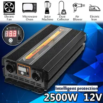 

Power Inverter 2500W DC 12 V to AC 220 V Volt Car Adapter Charge Converter Modified Sine Wave USB Max 5000W Watts Transformer