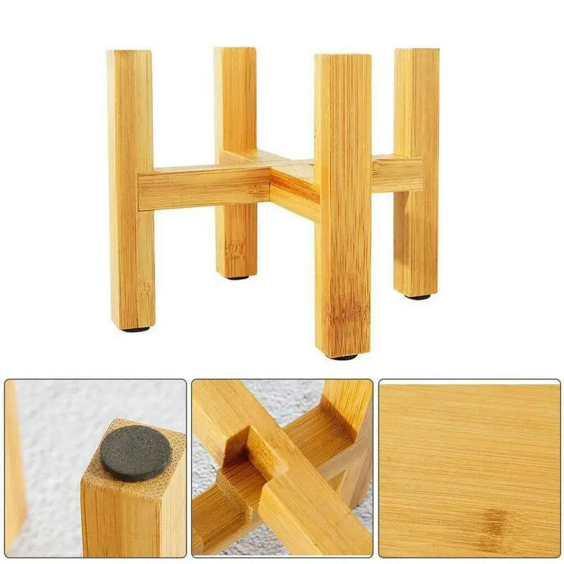 Floor Four-Legged Flower Stand Wooden Flower Pot Stand Sales Succulent Pot Bamboo Direct Tray Factory Flower N7J9