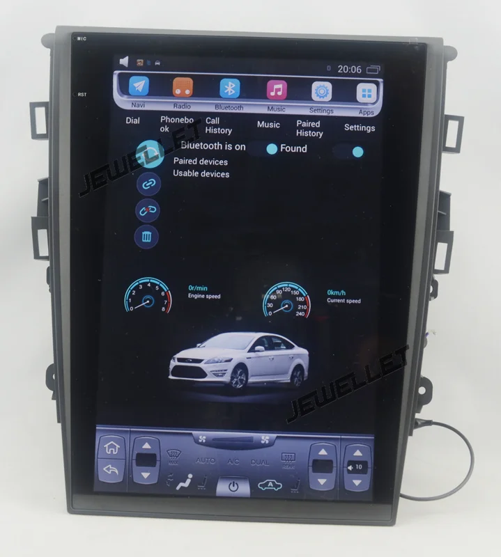 12," tesla стиль вертикальный экран четырехъядерный Android 6,0 Автомобильный gps Радио навигатор для ford Mondeo 2013- автоматический A/C