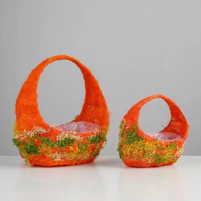 Set of baskets 24x15x8 * 25cm 18x11x7 / 18 cm sisal dried flowers