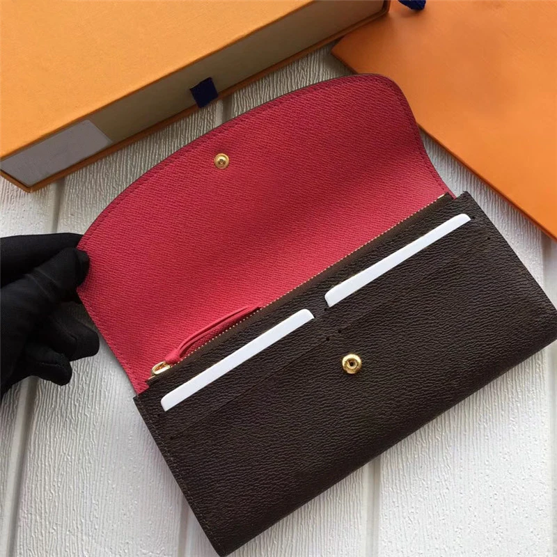 Европейская и американская мода, Женский кошелек из натуральной кожи Emile, высококачественный портативный кошелек, клатч с коробкой - Цвет: Flowers Red