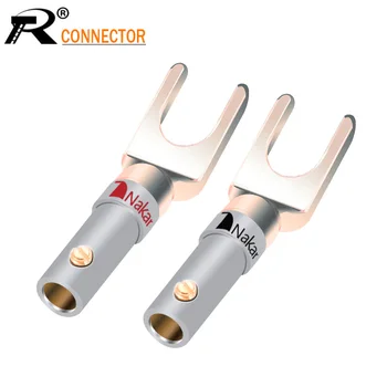 

2pcs/1pair "Y"/"U" Type spade banana plug Connectors Gold Plated Screws-Type Solderless Fork Speaker Banana Connectors adapter