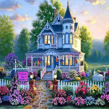 

5D DIY diamond painting Flower Villa Diamond Embroidery Full Drill Cross Stitch Needlework Mosaic Craft Kit Home Decor Gift