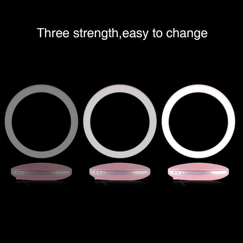 5 Color 3X Magnifying Vanity Mirror with Lights Mini Round Portable LED Makeup Mirror USB Chargeable Make Up Mirrors