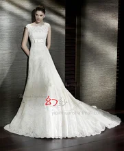 

free shipping casamento robe de mariage bow belt vestido de noiva 2016 new fashionable romantic lace wedding dress bridal gown