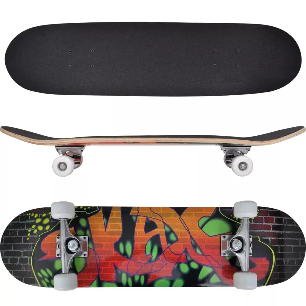 

VidaXL Oval Shape Skateboard 9 Ply Maple Graffiti Deck Longboard 50 Mm Wheels Skate Board