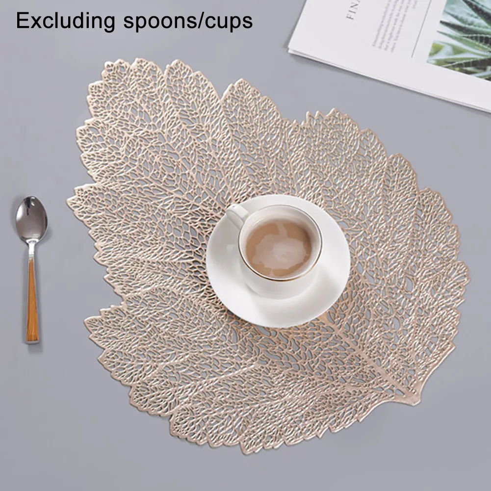 Non Slip Bowl Dining Kitchen Home Table Mat Leaf Shape Heat Insulation Drink Coasters Waterproof Placemats PVC Pad
