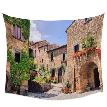 

Town House Flower Wall Tapestry Cover Beach Towel Picnic Yoga Mat Home Decoration
