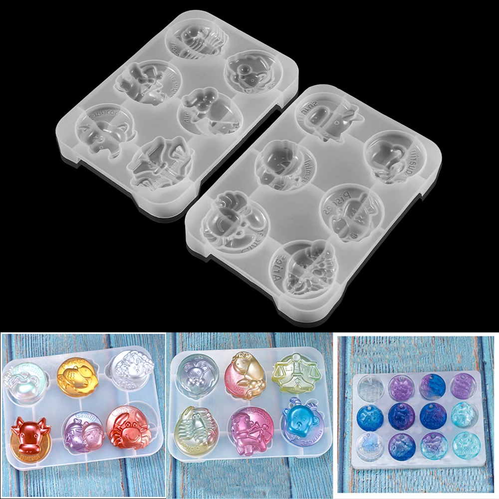 Crystal Silicone Twelve Constellations Mold Jewelry Decorative Crafts UV Epoxy Resin Molds for DIY Making Tools |
