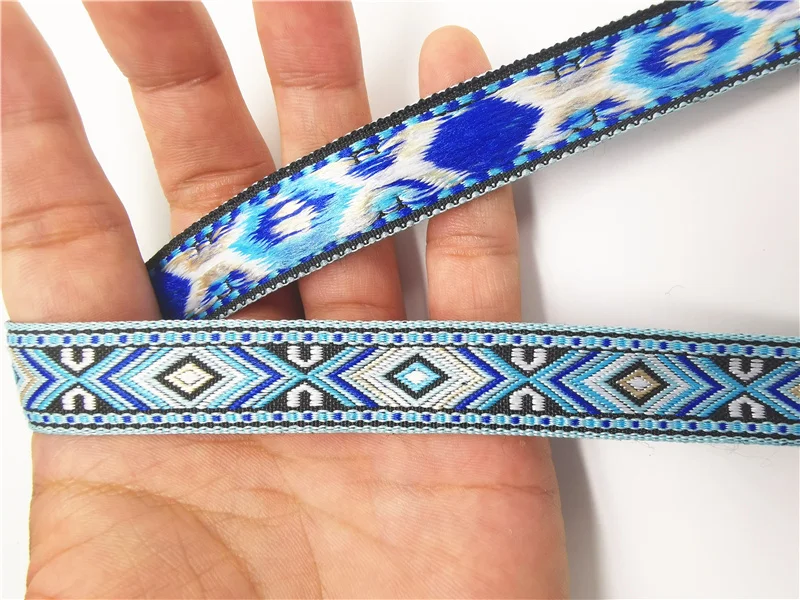 5/8" 18mm 5 Yards Geometry Woven Jacquard Ribbon for DIY Pet Collar Garment Accessories ribbon decoration ribbon supplies sewing ribbon