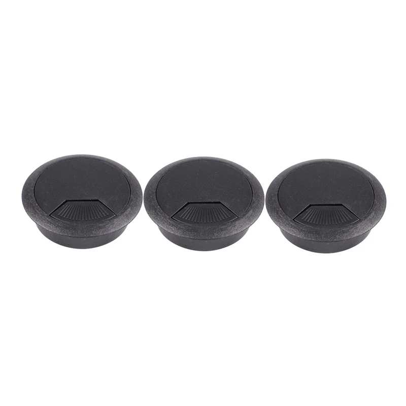 

3 Pcs 50mm Drill Hole Dia Desk Wire Cord Cable Grommets Cover Black